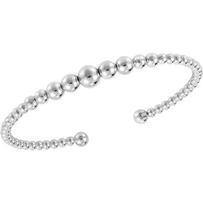 AeraVida Modern Shiny Gradual Linked Spheres Bead Ball of .925 Sterling Silver Cuff Bracelet | Casual Sterling Silver Bangle Bracelet | Jewelry Gift