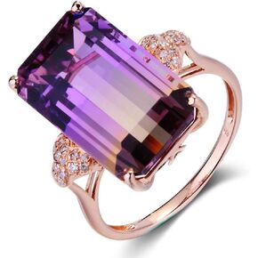 Rose Gold Cushion Cut Purple Tourmaline Square Crystal Rings 925 Sterling Silver plated Micro-Inlaid Group Tourmaline Ring Anniversary Engagement Wedding Jewelry Gift for Women