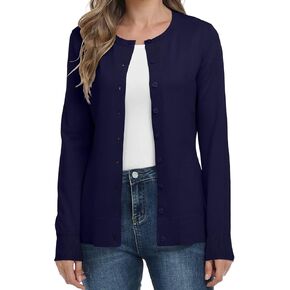 YUNDAI Womens Classic Open Front Knit Cardigan Long Sleeve Button Down Fall Sweaters Blouse
