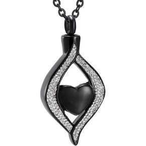 Cremation Jewelry for Ashes Stainless Steel Crystal Heart Keepsake Ashes Pendant Memorial Urn Necklace Holder Ashes for Pet Human