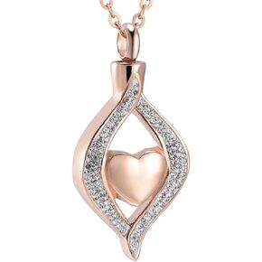 Cremation Jewelry for Ashes Stainless Steel Crystal Heart Keepsake Ashes Pendant Memorial Urn Necklace Holder Ashes for Pet Human