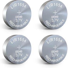 EEMB 4PACK LIR1654 Rechargeable Battery 3.7V Lithium-ion Button Batteries Coin Cell Battery for Earphone Wearable Device Watch