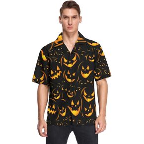 Fisyme Hawaiian Shirt for Men Loose-Fit Short Sleeve Button Down Beach Casual Shirts