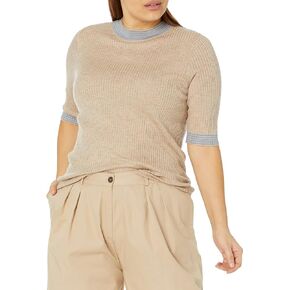 The Drop Women's Winona Striped Mock Neck Ribbed Sweater