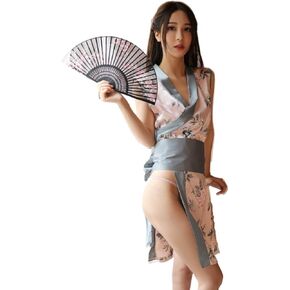 SINMIUANIME Womens kimono Japanese sexy print dress cosplay lingerie kimono set