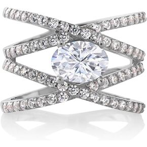 925 Sterling Silver Forever Brilliant Moissanite by Charles & Colvard Ring For Women (2.43 Cttw - Oval 8X6MM - Available in size 5, 6, 7, 8, 9) in Saudi Arabia