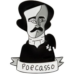 Edgar Allan Poe Brooch Lapel Pin Badge Poecasso Enamel Horror Gothic Punk Gift Metal Literary Enthusiast Fan Collection Unique
