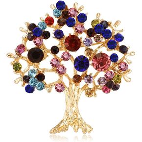 Comelyjewel Tree Rhinestone Brooch, Banquet Suit Scarf Pins, Charms Jewelry Badge for Party Cosplay