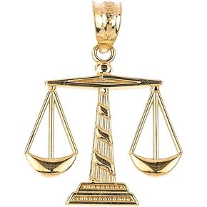 14k Yellow Gold Scales of Justice Necklace Pendant