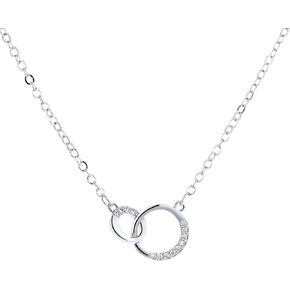14K Gold Plated 925 Sterling Silver Interlocking Zircon Pendant Necklace to Women,Dainty Gold Necklace for Women Trendy Diamond Necklaces for Friendship,Gift Jewelry to daughter Mother wife Friend