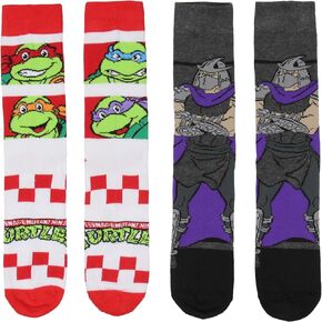 Bioworld Teenage Mutant Ninja Turtles Crew Socks, TMNT Shredder Classic Cartoon Crew Socks For Men Women 2 Pair