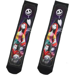 Bioworld Nightmare Before Christmas Mens' Jack Sally Lock Shock Barrel Adult Sublimated Crew Socks 1 Pair