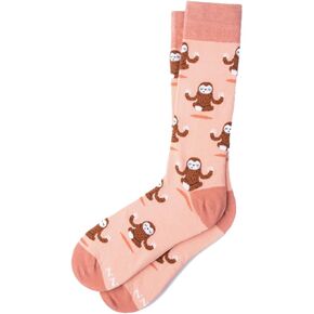 Men's Yoga Sloth Don't Worry be Happy Mammal Animal Novelty Crew Dress & Trouser Socks