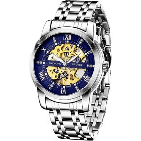 Dentily Men's Watch Mechanical Stainless Steel Skeleton Automatic Waterproof Business Watches for Men… in Kuwait