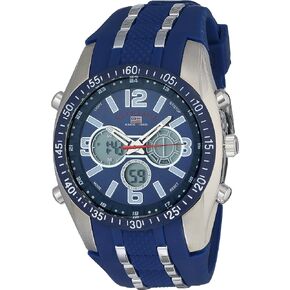 U.S. Polo Assn. Sport Men's US9284 Blue and Silver-Tone Analog/Digital Chronograph Watch