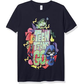 DC Comics Titans Go Teens Disco Boy's Premium Solid Crew Tee, Navy Blue, Youth Small