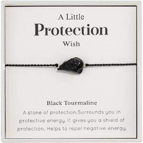 RareLove Protection Bracelet Black Tourmaline Healing Bracelets for Women,Adjustable Healing Crystal Natural Stone Beaded Strand Bracelets,Inspirational Motivational Jewelry Gift