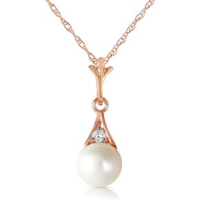 Galaxy Gold GG 14k Solid Yellow, White, Rose Gold Necklace with Diamond and Freshwater-cultured Pearl