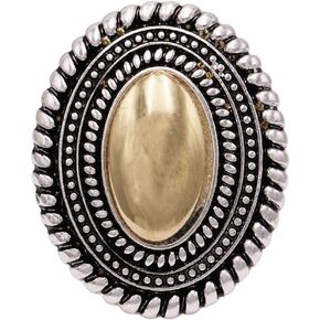 Rosemarie & Jubalee Women's Western Style Burnished Silver Concho Stretch Ring