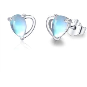Heart Moonstone Earrings/Necklace Sterling Silver Heart Moonstone 6mm Stud Earrings Hypoallergenic Heart Moonstone Necklace/Studs Jewelry Gift for Women Girls