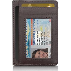 محفظة جلدية أصلية نحيفة للرجال والنساء، محفظة جيب أمامية رفيعة مع حامل بطاقة الائتمان RFID (وردي رمادي) in Kuwait