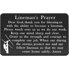 FEELMEM Lineman Gift Lineman Prayer Wallet Insert Gifts for Him Husband Dad Uncle Electric Cable Lineman Be Safe Gift(black)