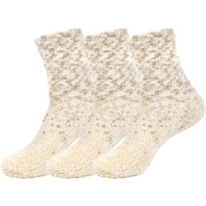BambooMN Womens Fuzzy Colorful Socks - 3 Pair Packs