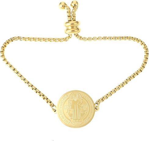 سوار ميدالية القديس بنديكت، سوار قلادة من الفولاذ المقاوم للصدأ من سانت بنديكت، ميدالية طرد الأرواح الشريرة من الفولاذ المقاوم للصدأ، ميدالية مسيحية سرّية، درء مجوهرات الحماية الشريرة، هدية كاثوليكية in Kuwait