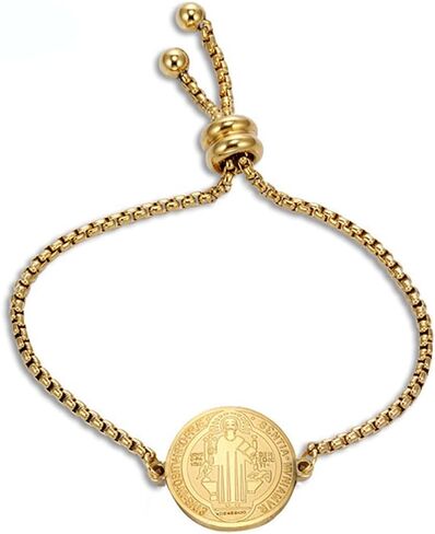 سوار ميدالية القديس بنديكت، سوار قلادة من الفولاذ المقاوم للصدأ من سانت بنديكت، ميدالية طرد الأرواح الشريرة من الفولاذ المقاوم للصدأ، ميدالية مسيحية سرّية، درء مجوهرات الحماية الشريرة، هدية كاثوليكية in Kuwait