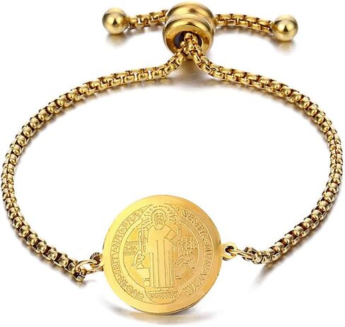 سوار ميدالية القديس بنديكت، سوار قلادة من الفولاذ المقاوم للصدأ من سانت بنديكت، ميدالية طرد الأرواح الشريرة من الفولاذ المقاوم للصدأ، ميدالية مسيحية سرّية، درء مجوهرات الحماية الشريرة، هدية كاثوليكية in Kuwait