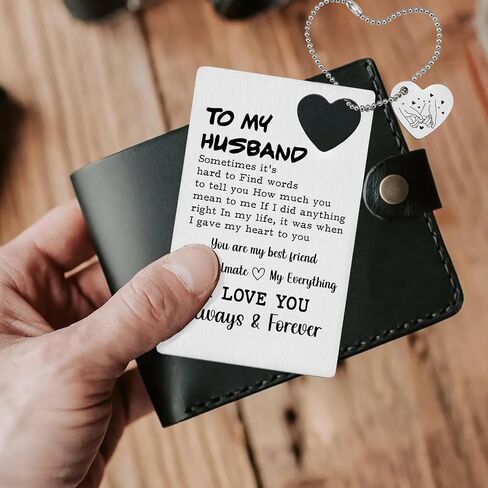 Husband Birthday Card From Wife, Anniversary Card Black Wallet Insert Card, Valentine Gifts for Men Women, Love Gift for Him Her Boyfriend Girlfriend, Romantic Gift Card XCD33 in Saudi Arabia