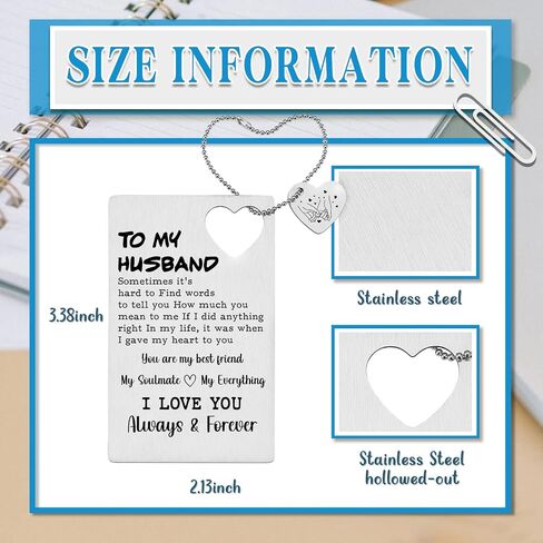 Husband Birthday Card From Wife, Anniversary Card Black Wallet Insert Card, Valentine Gifts for Men Women, Love Gift for Him Her Boyfriend Girlfriend, Romantic Gift Card XCD33 in Saudi Arabia