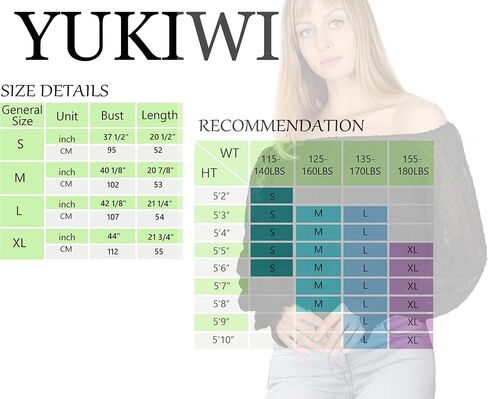 بلوزة نسائية من Yukiwi بأكمام منتفخة ونقاط سويسرية بدون أكتاف من Peplum in Kuwait