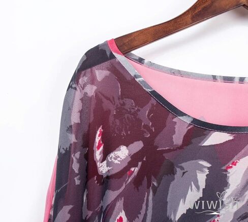 Wiwish Women's Bohemian Style Summer Beach Lagenlook Top Kimono Loose Waterfall Chiffon Kaftan Poncho Shirt in Kuwait