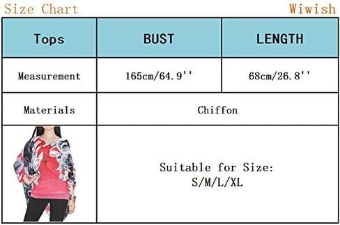 Wiwish Women's Bohemian Style Summer Beach Lagenlook Top Kimono Loose Waterfall Chiffon Kaftan Poncho Shirt in Kuwait