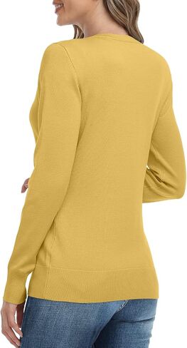 YUNDAI Womens Classic Open Front Knit Cardigan Long Sleeve Button Down Fall Sweaters Blouse in Saudi Arabia
