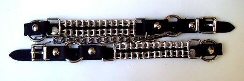 سلسلة حذاء راكب الدراجة من جلد البقر الأسود من Dangerous Threads مع سلاسل دائرية, جلد أسود, One Size in Saudi Arabia