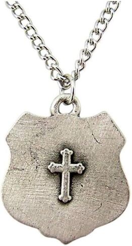 Police Officer Badge Charm Necklace, Silver Tone, 7/8 Inch in Saudi Arabia