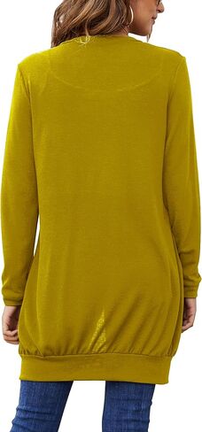 سترات نسائية أساسية طويلة الأكمام خفيفة الوزن ومفتوحة من الأمام من SimpleFun مع جيوب in Kuwait