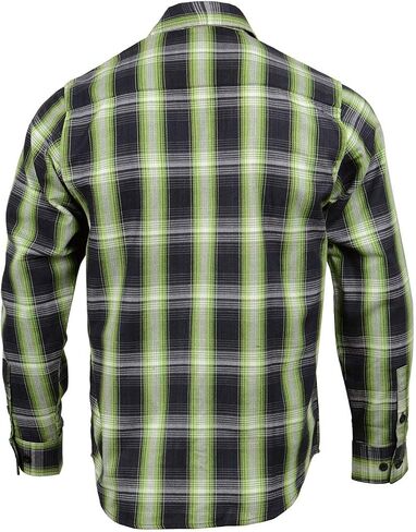 Milwaukee Leather MNG11657 Men's Black and Green with White Long Sleeve Cotton Flannel Shirt in Saudi Arabia