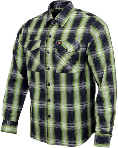 Milwaukee Leather MNG11657 Men's Black and Green with White Long Sleeve Cotton Flannel Shirt in Saudi Arabia