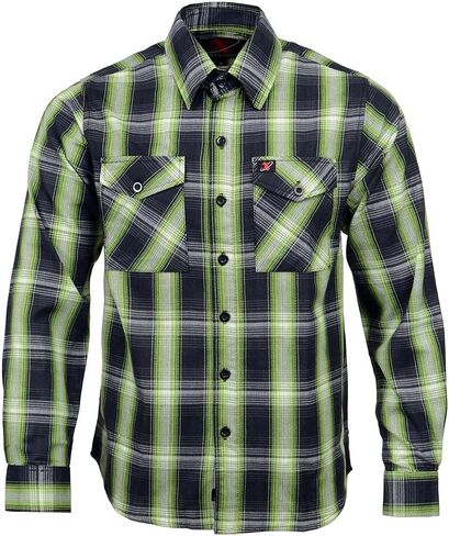 Milwaukee Leather MNG11657 Men's Black and Green with White Long Sleeve Cotton Flannel Shirt in Saudi Arabia