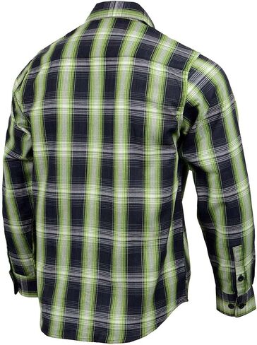 Milwaukee Leather MNG11657 Men's Black and Green with White Long Sleeve Cotton Flannel Shirt in Saudi Arabia