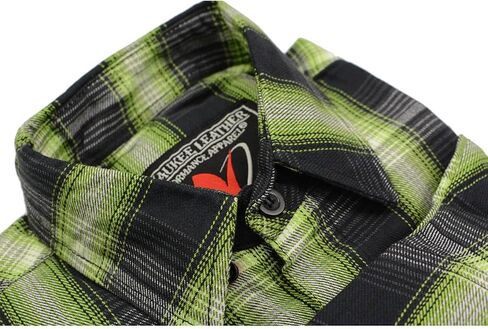 Milwaukee Leather MNG11657 Men's Black and Green with White Long Sleeve Cotton Flannel Shirt in Saudi Arabia