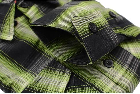 Milwaukee Leather MNG11657 Men's Black and Green with White Long Sleeve Cotton Flannel Shirt in Saudi Arabia