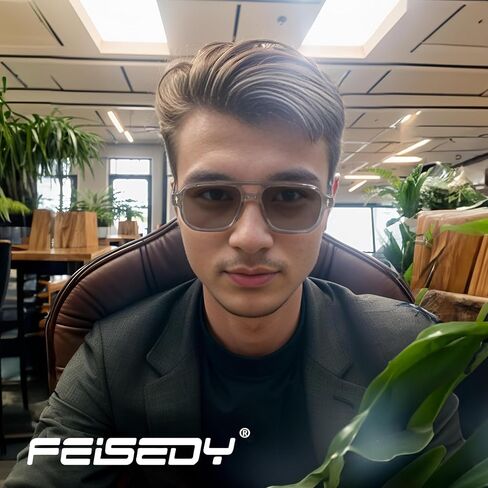 نظارة شمسية FEISEDY Retro Square Aviator للنساء والرجال، نظارات شمسية مستطيلة عتيقة 70s UV400 B9120 in Kuwait