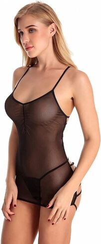 joer Women Sexy Lingerie Set Lace Babydoll Deep V Halter Underwear with G-String in Kuwait