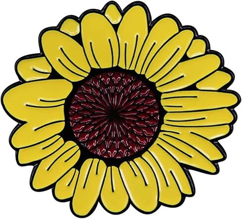 دبوس مطلي بالمينا بتصميم زهرة الاقحوان اللطيفة للسيدات من خليط معدني مزين بالمينا بتصميم زهرة عباد الشمس الصفراء والفستان، دبوس طية صدر السترة للقبعة والجاكيت والحقيبة القماشية، معدن، بدون احجار in Kuwait