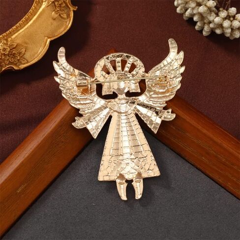 Vintage Colourful Angel Brooch Pin for Women Girls Geometric Gold Plated Enamel Cartoon Wing Lapel Pins Cute Dress Accessories Birthday Christmas Wedding Jewelry Gift in Saudi Arabia