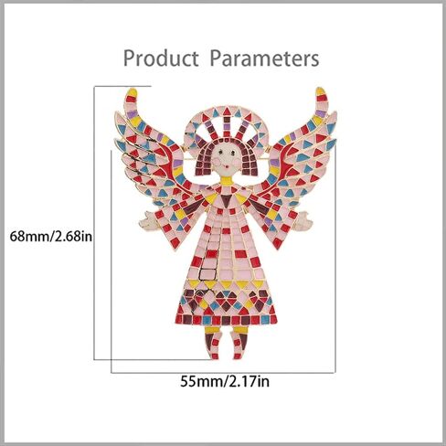 Vintage Colourful Angel Brooch Pin for Women Girls Geometric Gold Plated Enamel Cartoon Wing Lapel Pins Cute Dress Accessories Birthday Christmas Wedding Jewelry Gift in Saudi Arabia